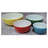 4- PC. VINTAGE PYREX PRIMARY COLORS NESTING SET