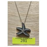 16' STERLING SILVER CZ STAR FISH NECKLACE
