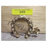 3' STERLING SILVER & CZ HORSE SHOE BROOCH