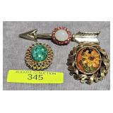3- VINTAGE AVON & CORO BROOCH PINS