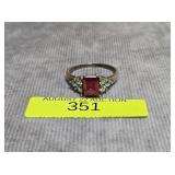 STERLING SILVER 2CT LAB RUBY RING, SZ-10