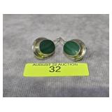 PAIR OF 1' STERLING SILVER MALACHITE EARRINGS