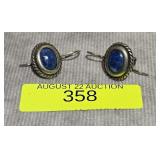 PAIR OF 1' STERLING SILVER LAPIS EARRINGS