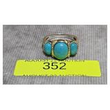 STERLING SILVER TURQUOISE RING, SZ-7