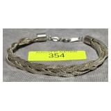 7' STERLING SILVER BRAIDED HERRINGBONE BRACELET