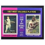 1975 TOPPS 1957 MVPS MICKEY MANTLE HANK AARON M #1