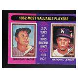 1975 TOPPS 1962 MVPS MICKEY MANTLE MAURY WILLS M #