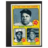 1973 TOPPS ALL-TIME HOME RUN LEADERS BABE RUTH HAN