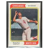 1974 TOPPS BUCKY DENT #582 RC ROOKIE CHICAGO WHITE