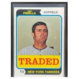1974 TOPPS BASEBALL LOU PINIELLA TRADED #390T NEW