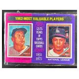 1975 TOPPS LARGE 1962S MICKEY MANTLE MAURY WILLS #