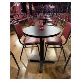 Round High Table & Burgundy Banquet Chairs Set