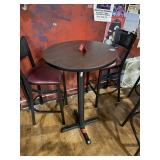 Round Dark Wood High Pub Table with 2 Bar Stools