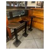 3x Rustic cast iron floor mount stools Ea.