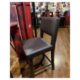 Dark Brown Wood Upholstered Bar Stool