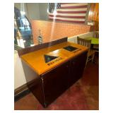 50x24 Wood trash receptacle cabinet w bins _