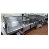 Ss 3 Comp sink w dbl drain bds
