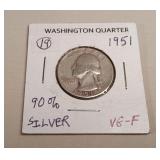 1951 Washinton Silver Quarter (90%)