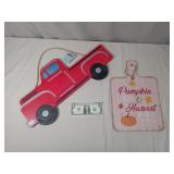 Red Truck Sign and Halloween Sign