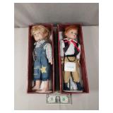 Antique Hand Painted Porcelain Dolls x2
