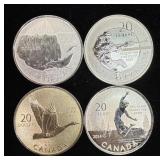 (4) 1/4th Ounce Canadian Silver Rounds: Mix