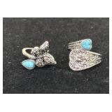 (2) Adjustable Turquoise Style Rings