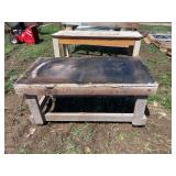 Small shop table on wheels