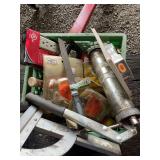 Green crate of misc tools