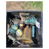 Crate of glass insulators and more