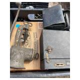 Crate of vintage cigar boxes and more