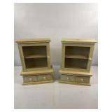 2 wooden hanging trinket cabinets