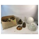 Old lamp parts and globes