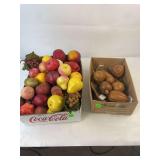 Plastic and wooden fruit