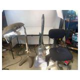 Shark vacuum, vintage light and office chair