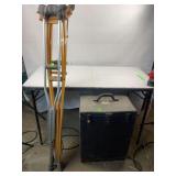 Vintage army case and crutches