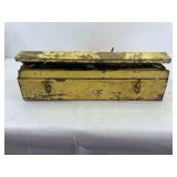Yellow metal tool box with tools
