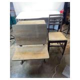 Old wooden school desk and chair