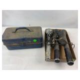 Vintage flashlights and toolbox