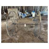 2 iron wheels and axle