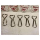 Beer glasses and openers