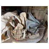 Wire basket with feed bags