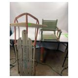 Vintage sled and baby swing