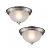 $22 11.25 in. 1-Light Brushed Nickel Flush Mount C