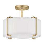 $80 Brookley 14 in. 2-Light Brushed Gold Semi-Flus