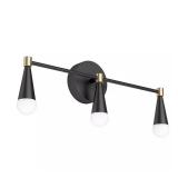 $80 Wayden 21 in. 3 Light Matte Black & Gold Moder