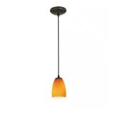 $86 Sherry 1-Light Bronze Pendant with Amber Shade