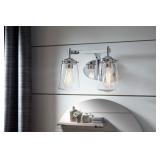$80 allen + roth Wyatt 2-Light Chrome Farmhouse Va