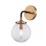 $100 1-Light Matte Black and Antique Gold Wall Sco