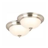 $55 13 in. Brushed Nickel LED Flush Mount (2-Pack)