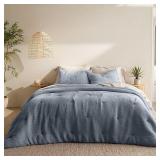 $150 Miryana Crinkle Cotton Comforter Set, Grey Bl